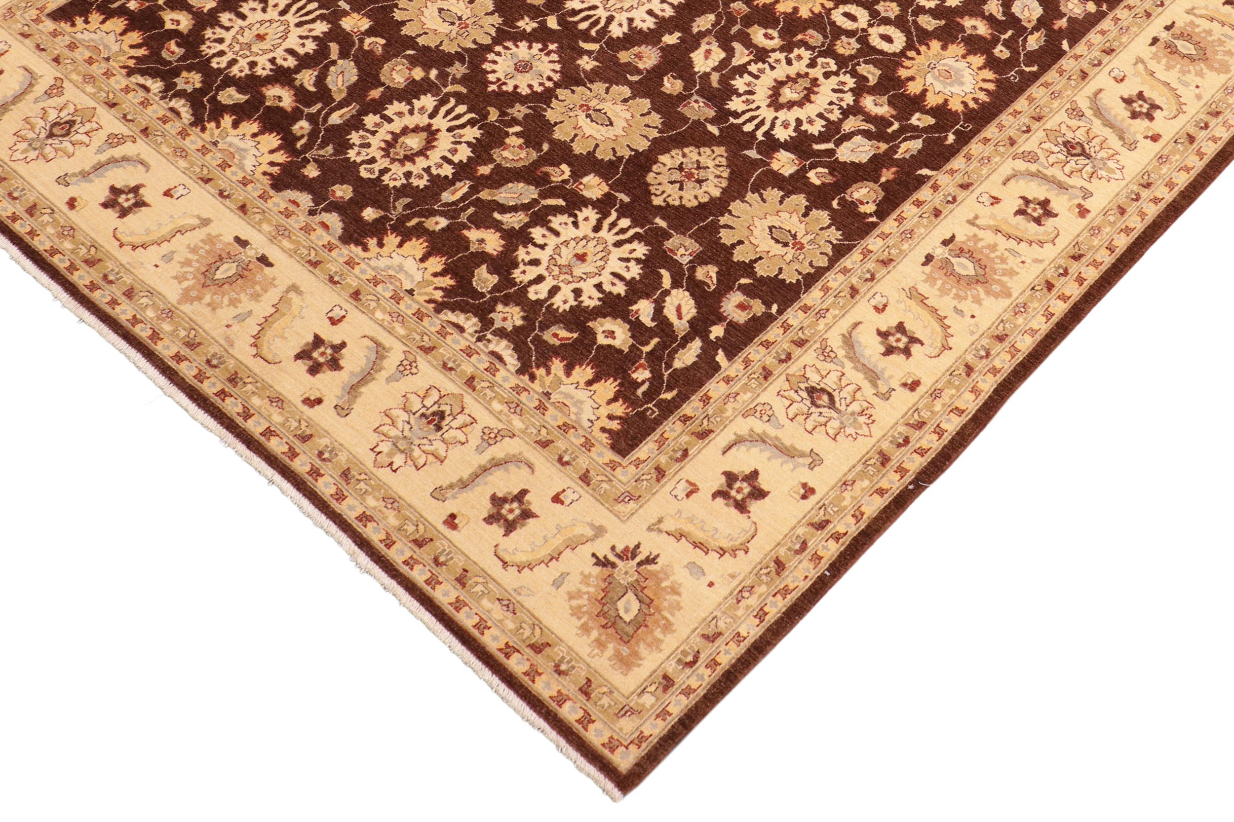 handmade Transitional Kafkaz Brown Beige Hand Knotted RECTANGLE 100% WOOL area rug 8' x 10'