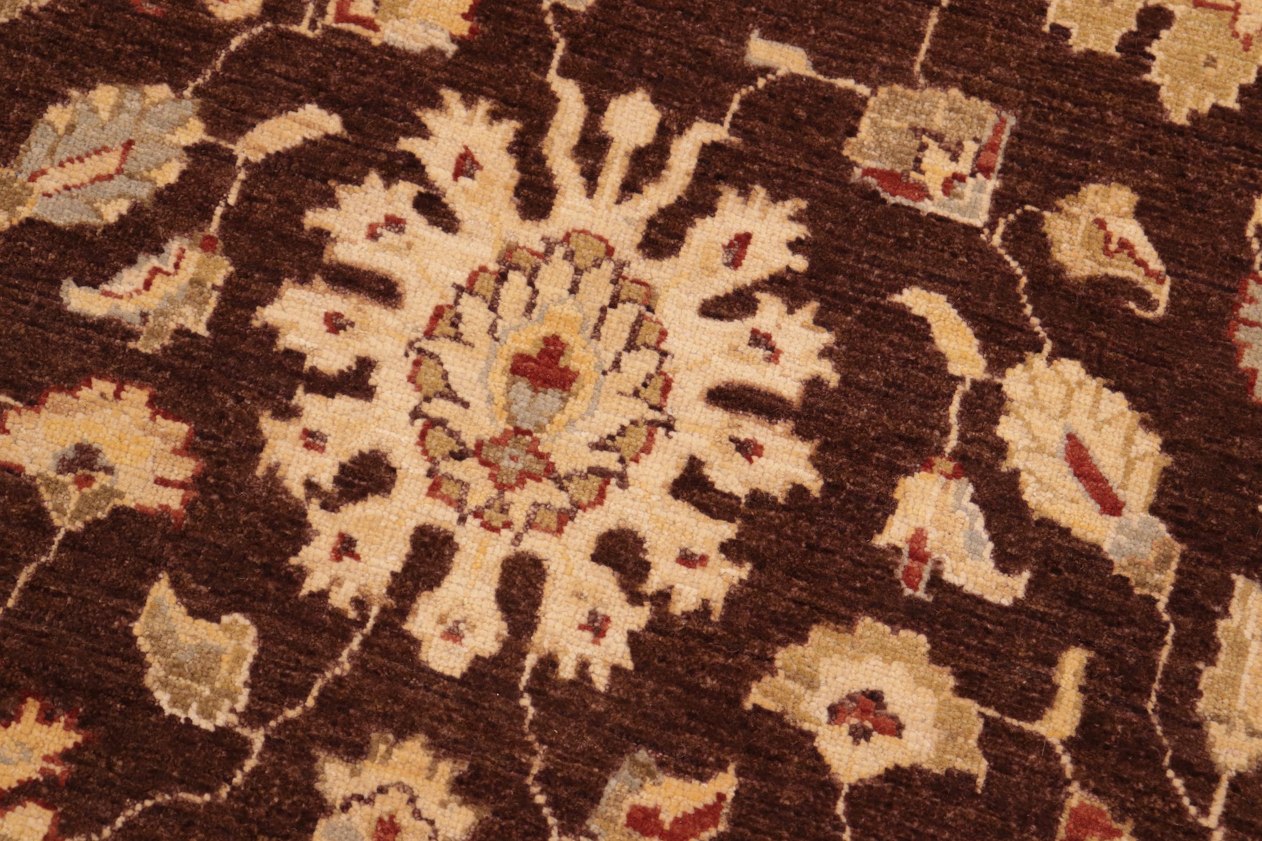 handmade Transitional Kafkaz Brown Beige Hand Knotted RECTANGLE 100% WOOL area rug 8' x 10'