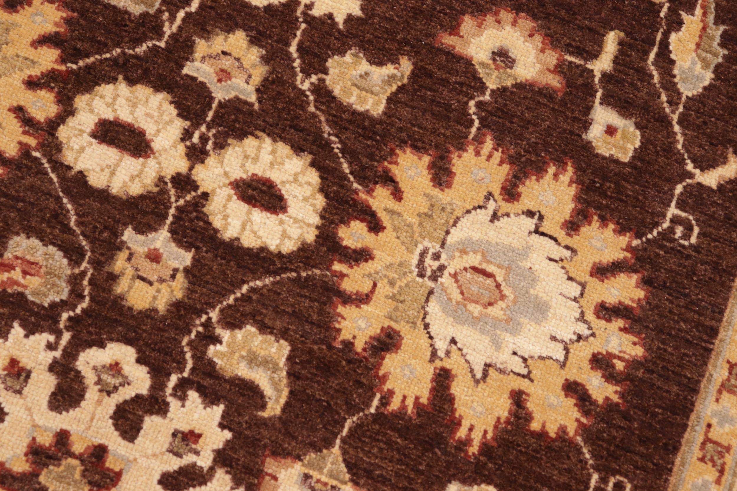 handmade Transitional Kafkaz Brown Beige Hand Knotted RECTANGLE 100% WOOL area rug 8' x 10'