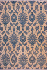 handmade Transitional Kafkaz Ivory Blue Hand Knotted RECTANGLE WOOL&SILK area rug 8 x 10
