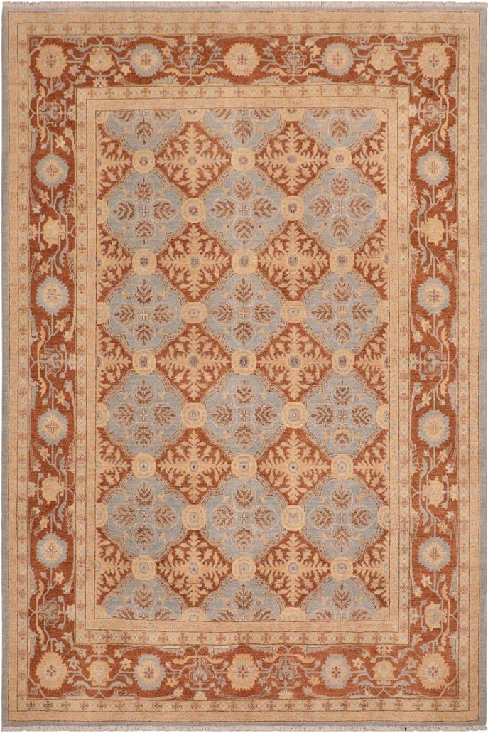 handmade Transitional Kafkaz Lt. Blue Brown Hand Knotted RECTANGLE 100% WOOL area rug 8 x 10