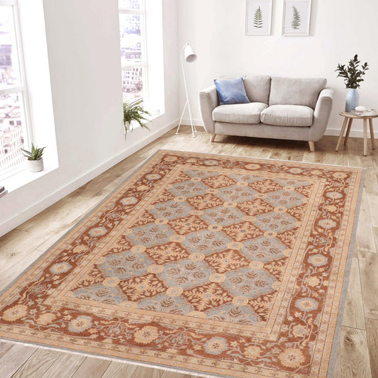handmade Transitional Kafkaz Lt. Blue Brown Hand Knotted RECTANGLE 100% WOOL area rug 8' x 10'