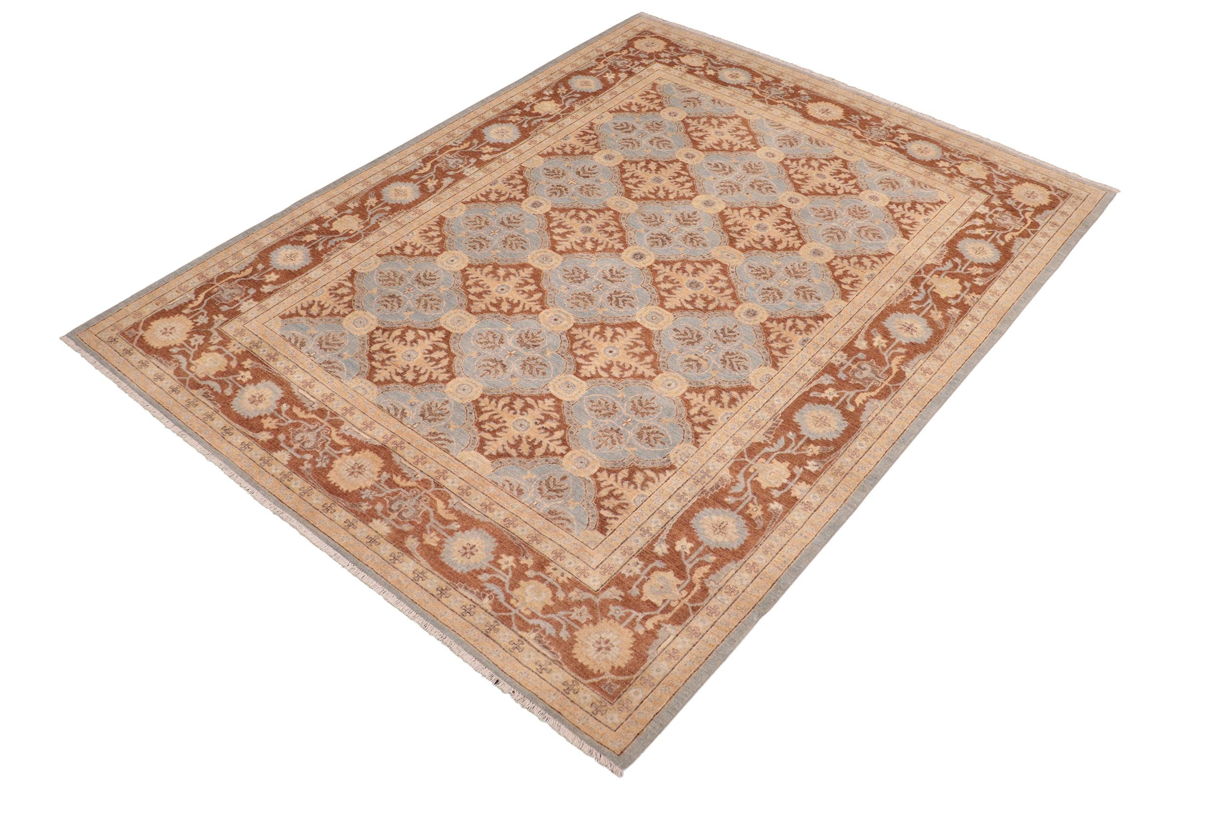 handmade Transitional Kafkaz Lt. Blue Brown Hand Knotted RECTANGLE 100% WOOL area rug 8' x 10'