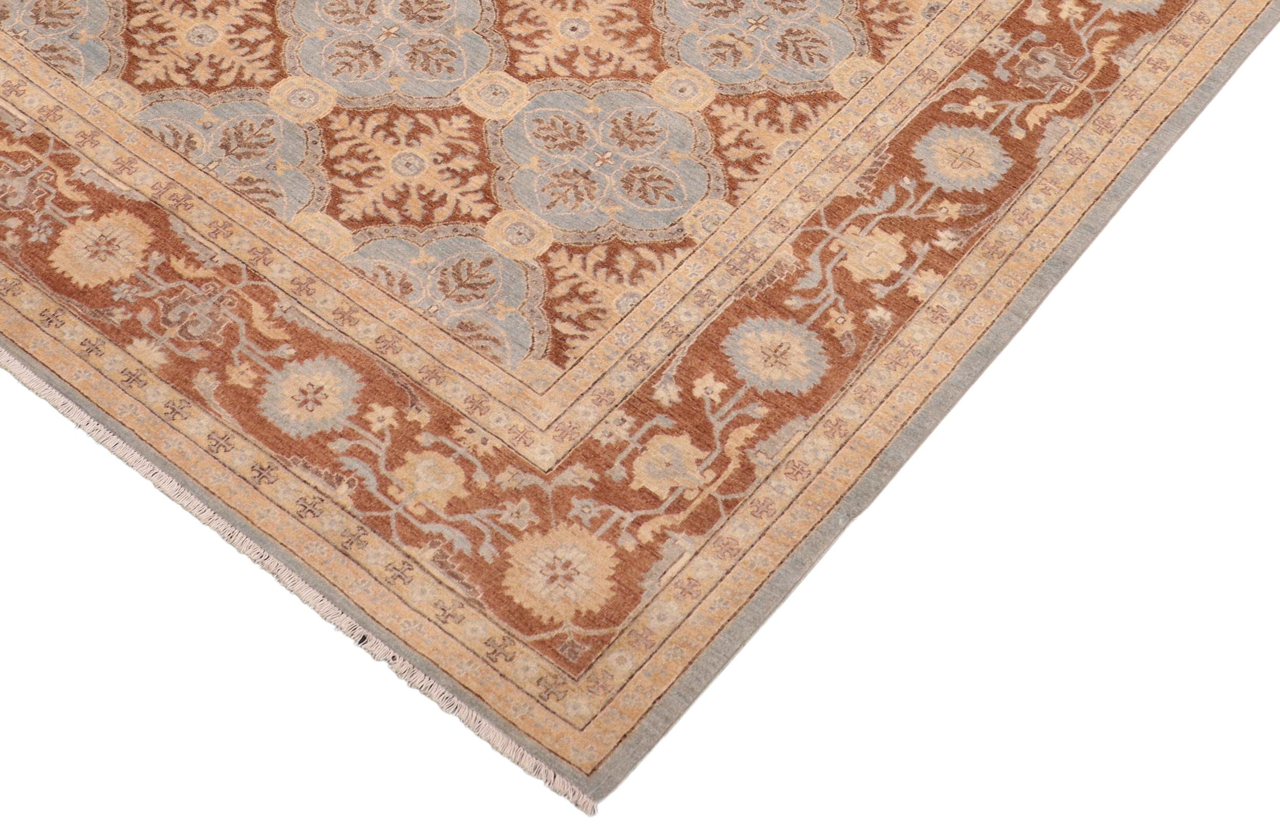 handmade Transitional Kafkaz Lt. Blue Brown Hand Knotted RECTANGLE 100% WOOL area rug 8' x 10'