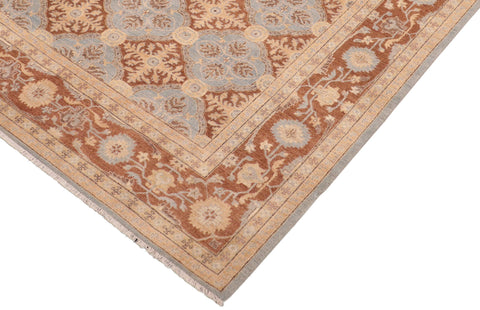 handmade Transitional Kafkaz Lt. Blue Brown Hand Knotted RECTANGLE 100% WOOL area rug 8' x 10'