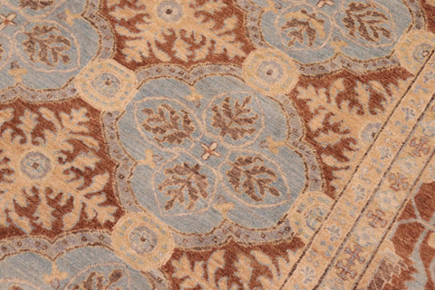 handmade Transitional Kafkaz Lt. Blue Brown Hand Knotted RECTANGLE 100% WOOL area rug 8' x 10'