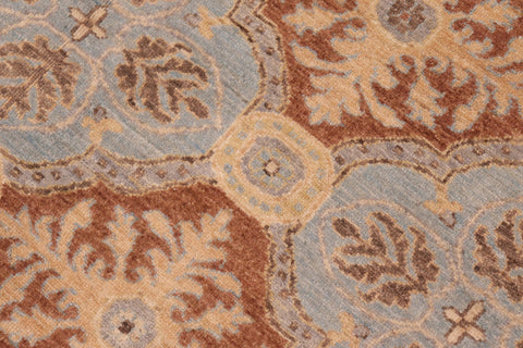 handmade Transitional Kafkaz Lt. Blue Brown Hand Knotted RECTANGLE 100% WOOL area rug 8' x 10'