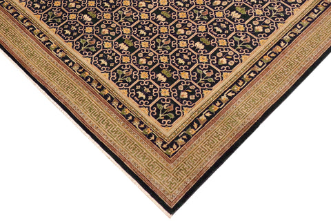 handmade Transitional Kafkaz Blue Green Hand Knotted RECTANGLE 100% WOOL area rug 9' x 11'