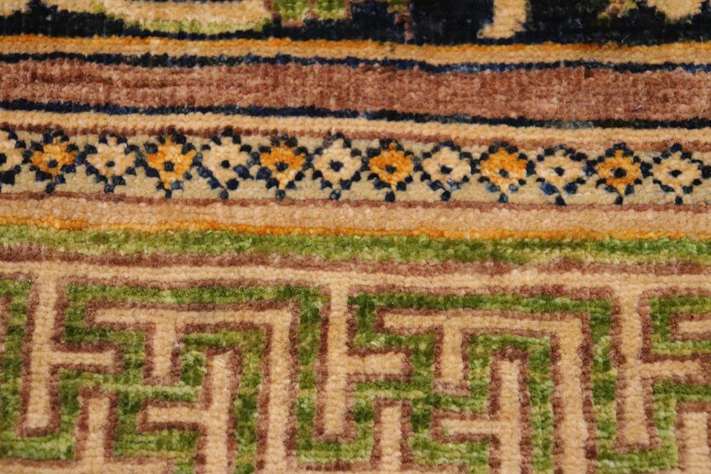 handmade Transitional Kafkaz Blue Green Hand Knotted RECTANGLE 100% WOOL area rug 9 x 11