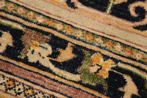 handmade Transitional Kafkaz Blue Green Hand Knotted RECTANGLE 100% WOOL area rug 9' x 11'