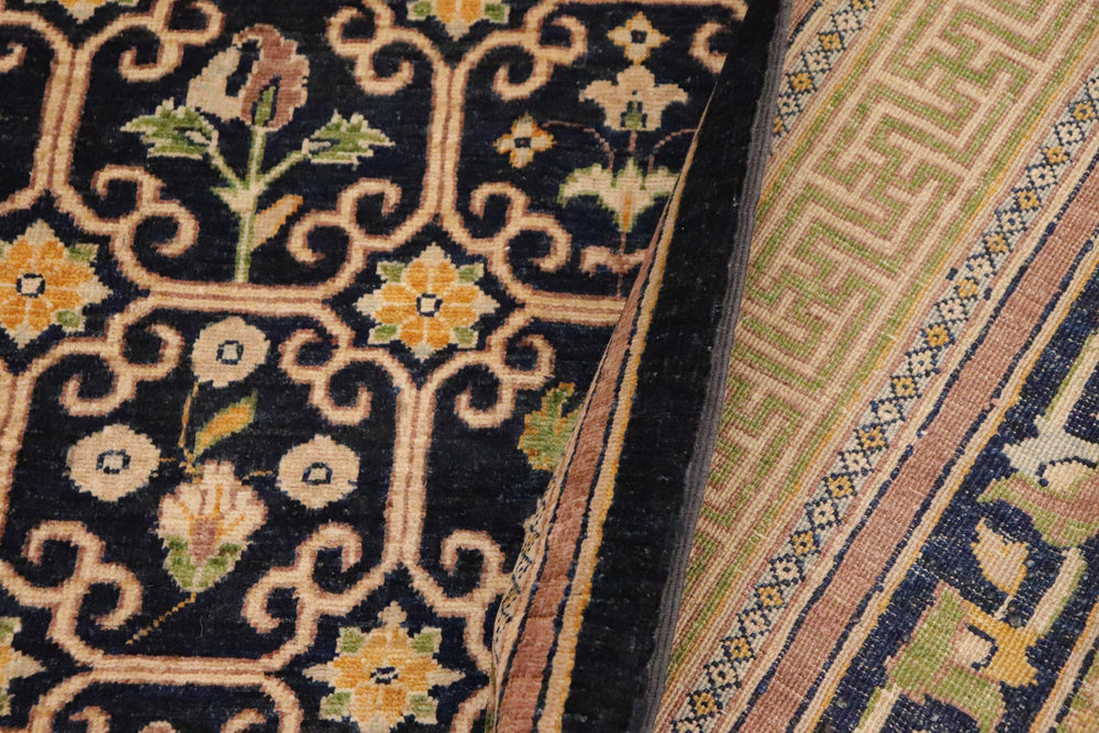 handmade Transitional Kafkaz Blue Green Hand Knotted RECTANGLE 100% WOOL area rug 9' x 11'