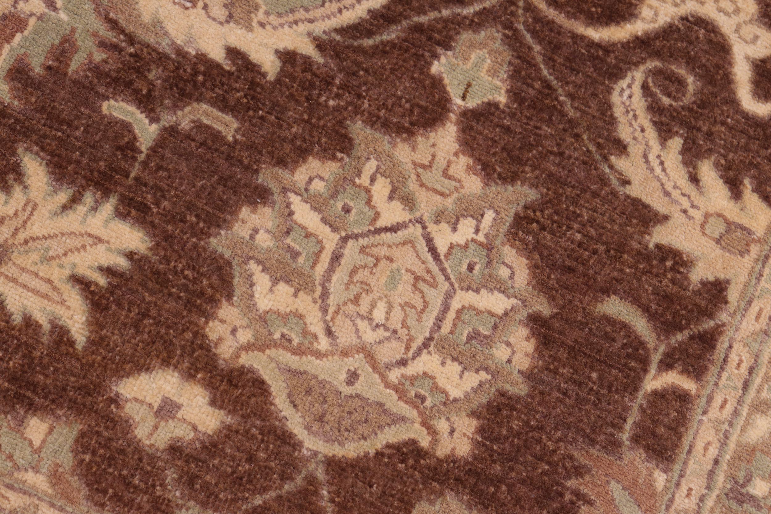 handmade Transitional Kafkaz Brown Beige Hand Knotted RECTANGLE 100% WOOL area rug 8' x 10'