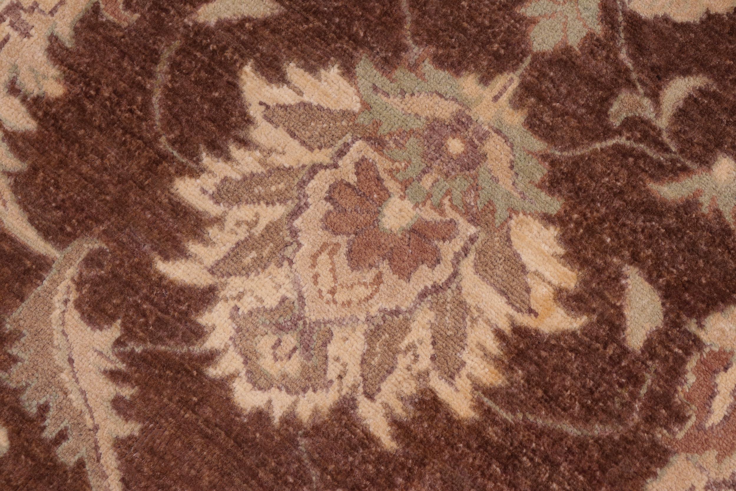 handmade Transitional Kafkaz Brown Beige Hand Knotted RECTANGLE 100% WOOL area rug 8' x 10'