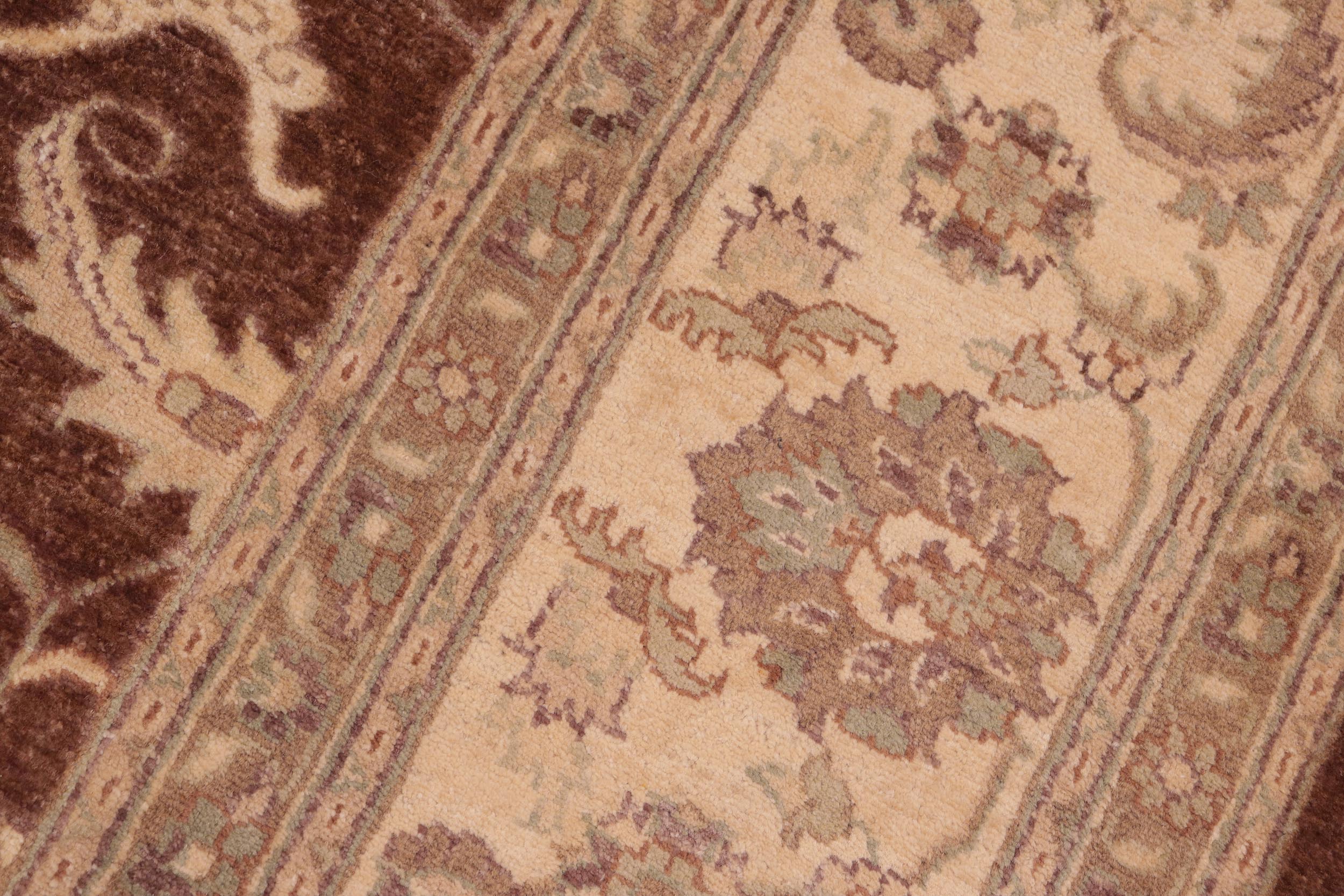 handmade Transitional Kafkaz Brown Beige Hand Knotted RECTANGLE 100% WOOL area rug 8' x 10'