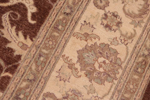 handmade Transitional Kafkaz Brown Beige Hand Knotted RECTANGLE 100% WOOL area rug 8' x 10'