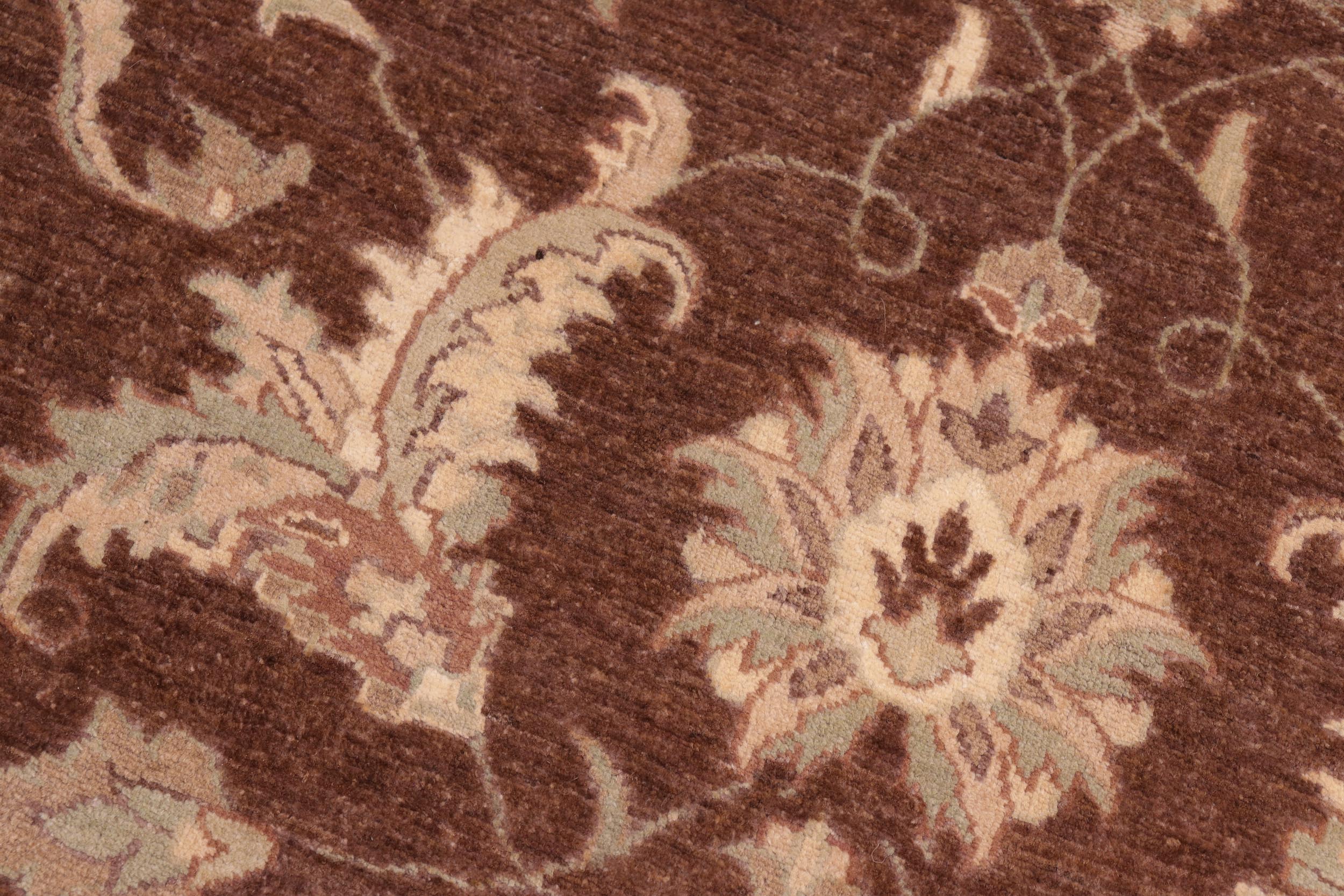 handmade Transitional Kafkaz Brown Beige Hand Knotted RECTANGLE 100% WOOL area rug 8' x 10'