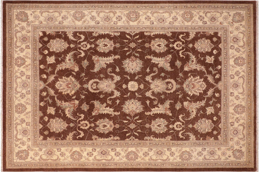 handmade Transitional Kafkaz Brown Beige Hand Knotted RECTANGLE 100% WOOL area rug 8' x 10'