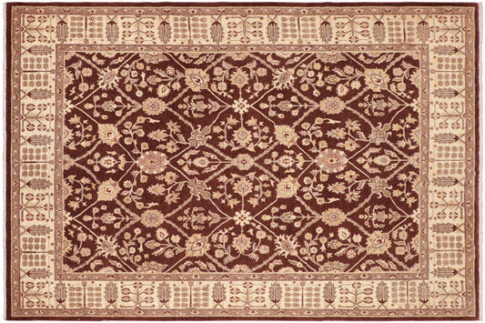 handmade Transitional Kafkaz Brown Ivory Hand Knotted RECTANGLE 100% WOOL area rug 8' x 11'