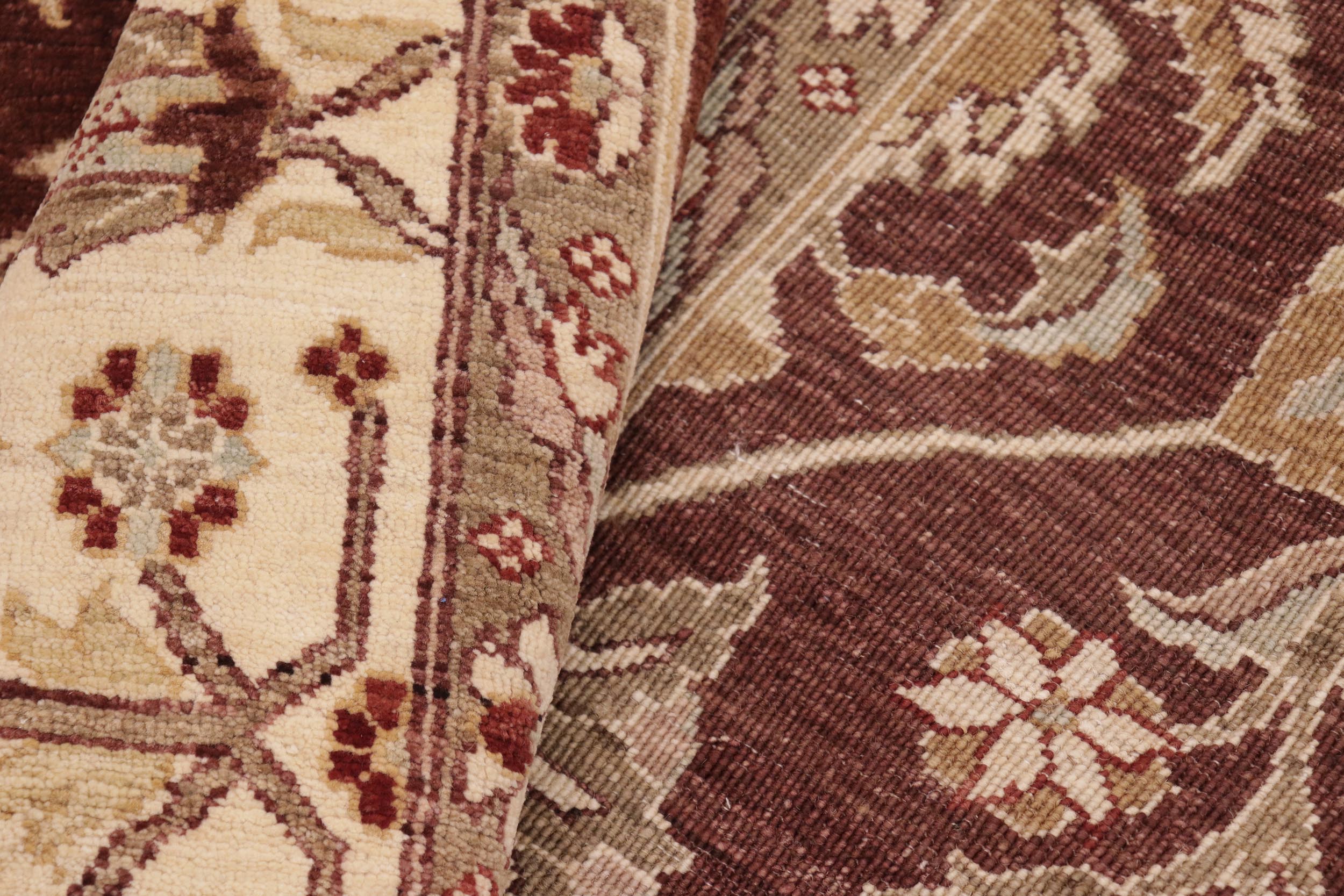 handmade Transitional Kafkaz Brown Ivory Hand Knotted RECTANGLE 100% WOOL area rug 8' x 11'