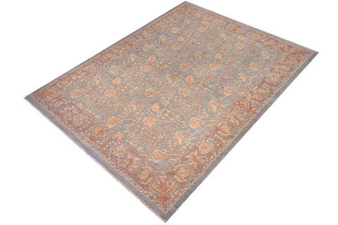 handmade Transitional Kafkaz Lt. Blue Lt. Gray Hand Knotted RECTANGLE 100% WOOL area rug 8' x 10'