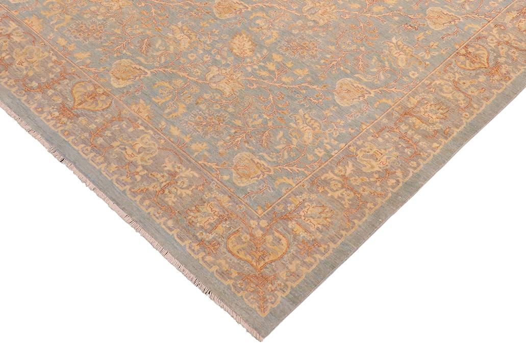 handmade Transitional Kafkaz Lt. Blue Lt. Gray Hand Knotted RECTANGLE 100% WOOL area rug 8 x 10
