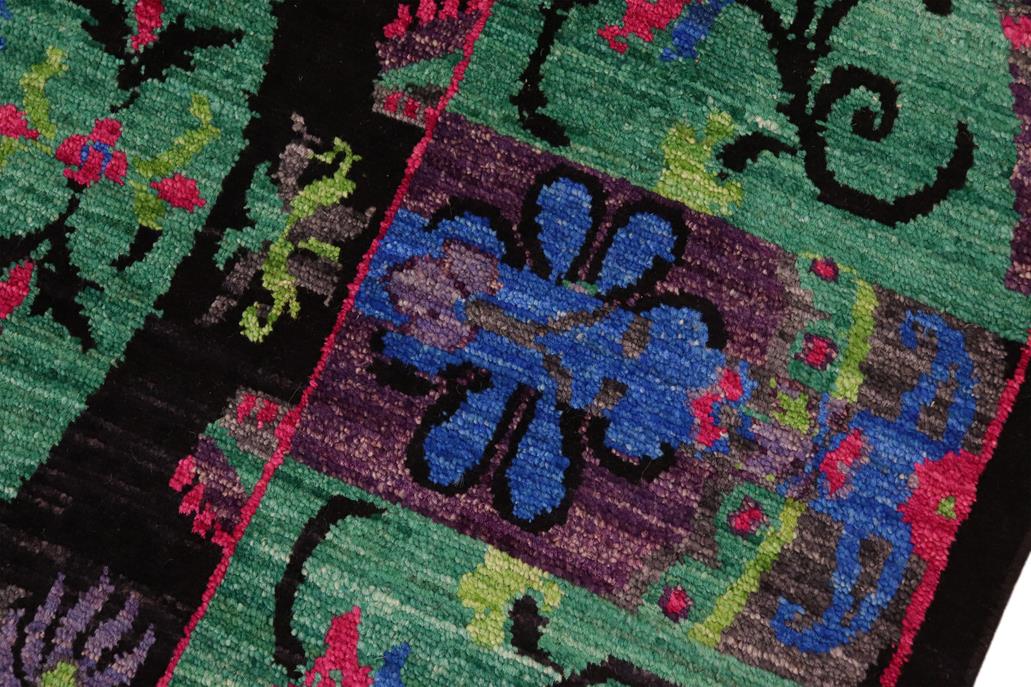 handmade Modern Kafkaz Black Green Hand Knotted RECTANGLE 100% WOOL area rug 8 x 11