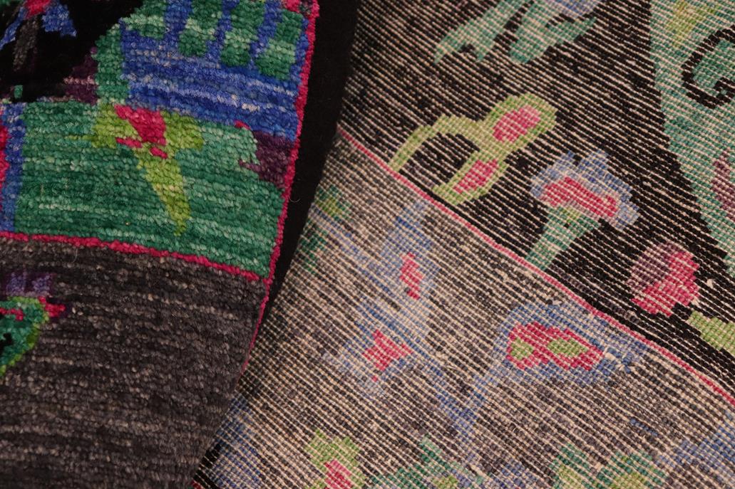 handmade Modern Kafkaz Black Green Hand Knotted RECTANGLE 100% WOOL area rug 8 x 11