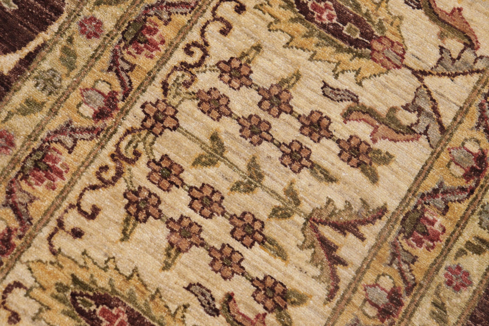 handmade Transitional Kafkaz Brown Beige Hand Knotted RECTANGLE 100% WOOL area rug 9' x 12'