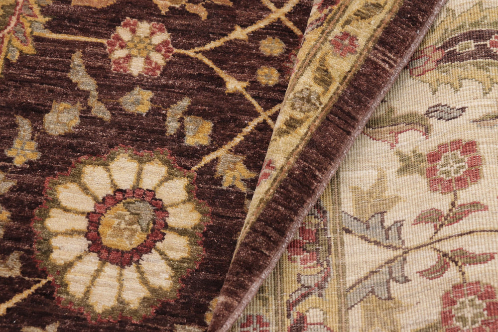 handmade Transitional Kafkaz Brown Beige Hand Knotted RECTANGLE 100% WOOL area rug 9' x 12'