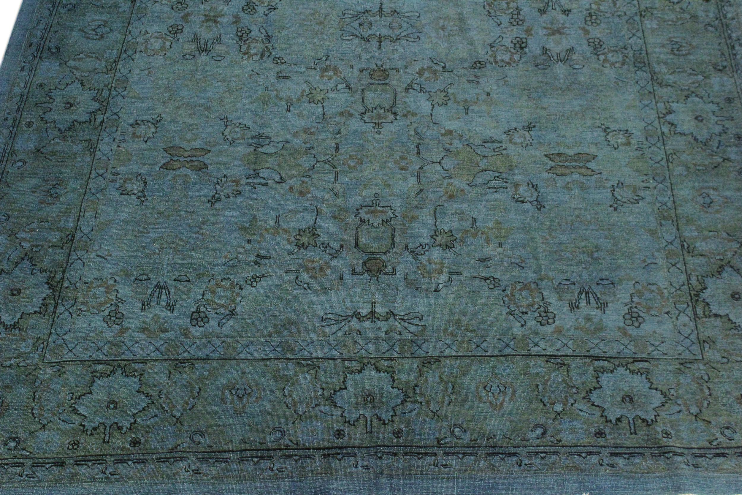 handmade Over Dyed Over Dyed Blue Lt. Green Hand Knotted RECTANGLE 100% WOOL area rug 8' x 10'