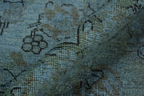 handmade Over Dyed Over Dyed Blue Lt. Green Hand Knotted RECTANGLE 100% WOOL area rug 8' x 10'