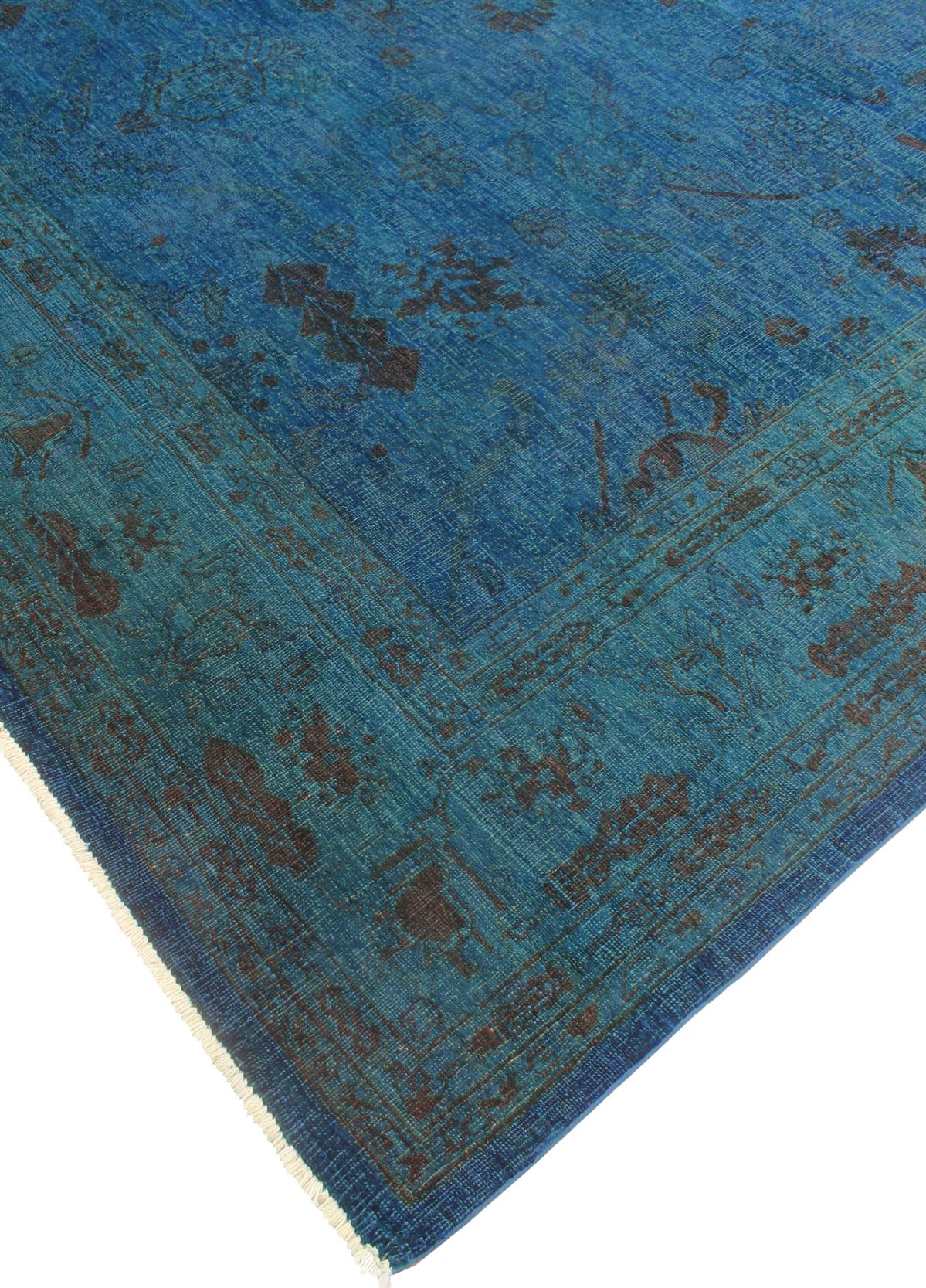 handmade Over Dyed Over Dyed Teal Teal Hand Knotted RECTANGLE 100% WOOL area rug 9' x 11'