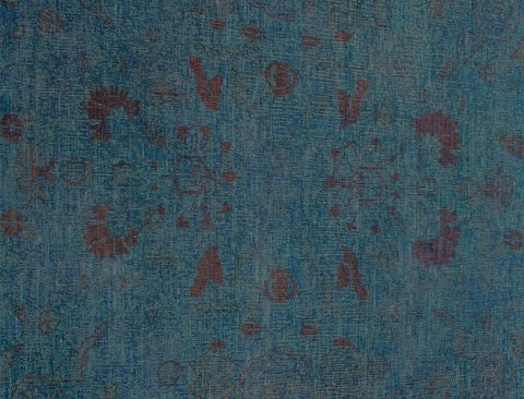 handmade Over Dyed Over Dyed Teal Teal Hand Knotted RECTANGLE 100% WOOL area rug 9' x 11'