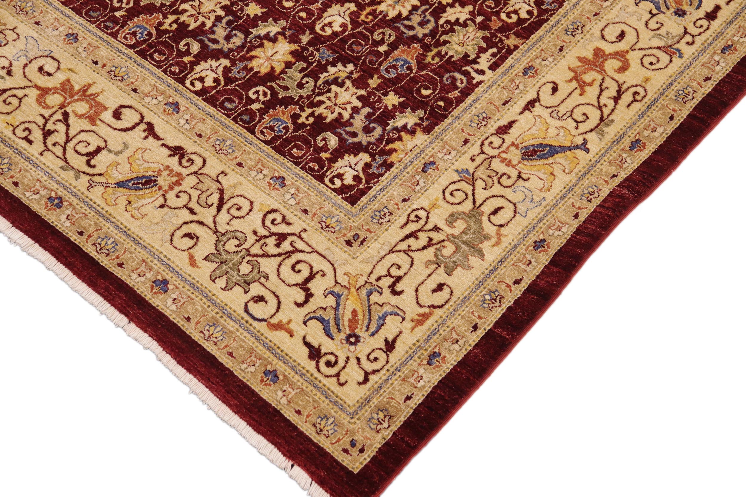 handmade Transitional Kafkaz Red Beige Hand Knotted RECTANGLE 100% WOOL area rug 9' x 12'