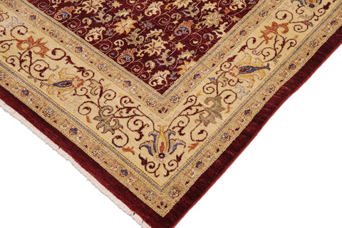 handmade Transitional Kafkaz Red Beige Hand Knotted RECTANGLE 100% WOOL area rug 9' x 12'