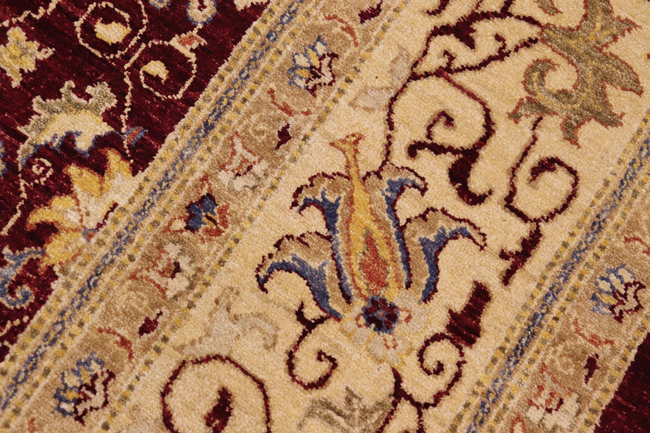 handmade Transitional Kafkaz Red Beige Hand Knotted RECTANGLE 100% WOOL area rug 9' x 12'