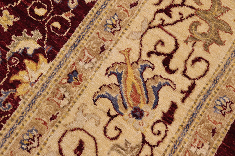 handmade Transitional Kafkaz Red Beige Hand Knotted RECTANGLE 100% WOOL area rug 9' x 12'