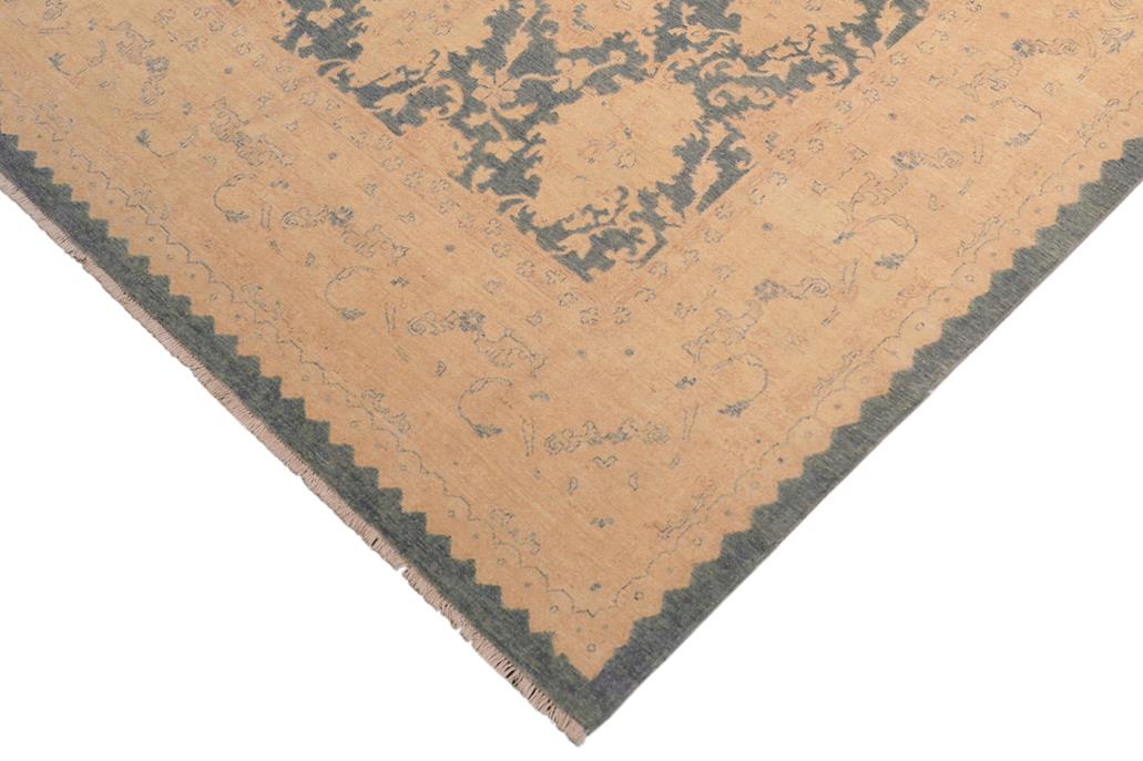 handmade Transitional Kafkaz Blue Beige Hand Knotted RECTANGLE 100% WOOL area rug 8 x 10