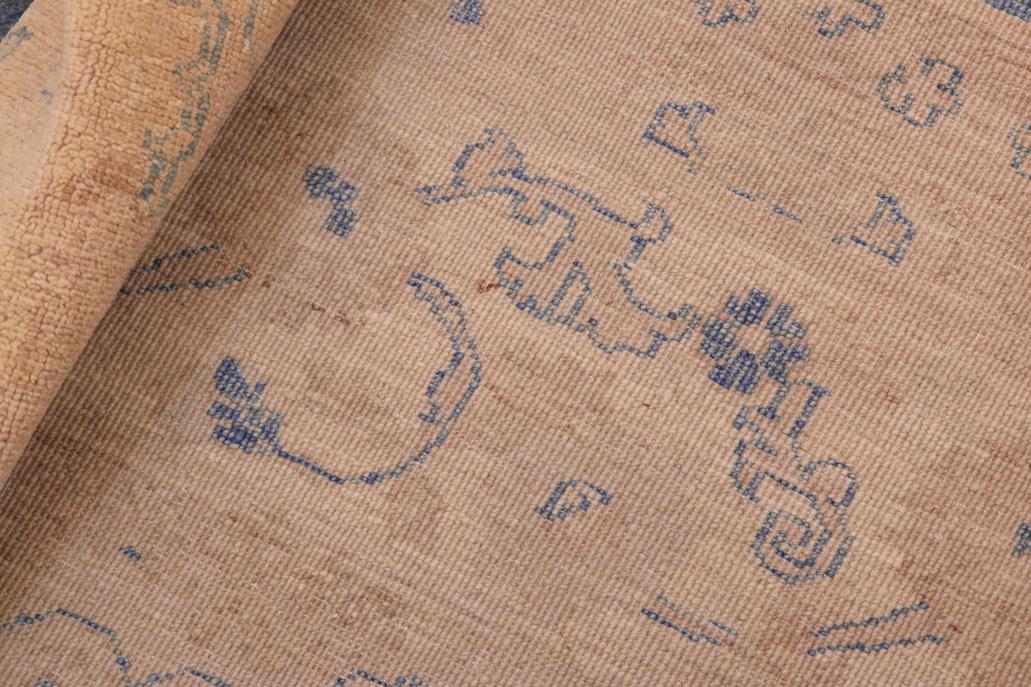 handmade Transitional Kafkaz Blue Beige Hand Knotted RECTANGLE 100% WOOL area rug 8 x 10