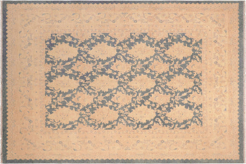 handmade Transitional Kafkaz Blue Beige Hand Knotted RECTANGLE 100% WOOL area rug 8' x 10'