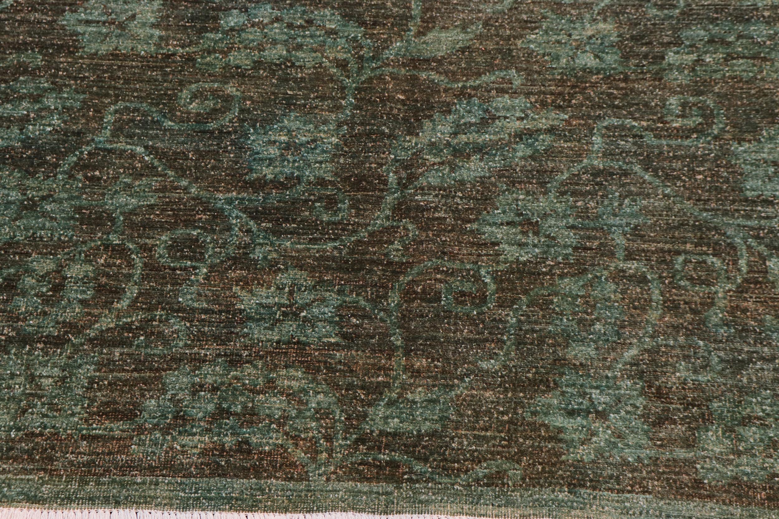 handmade Over Dyed Over Dyed Green Green Hand Knotted RECTANGLE 100% WOOL area rug 6' x 7'