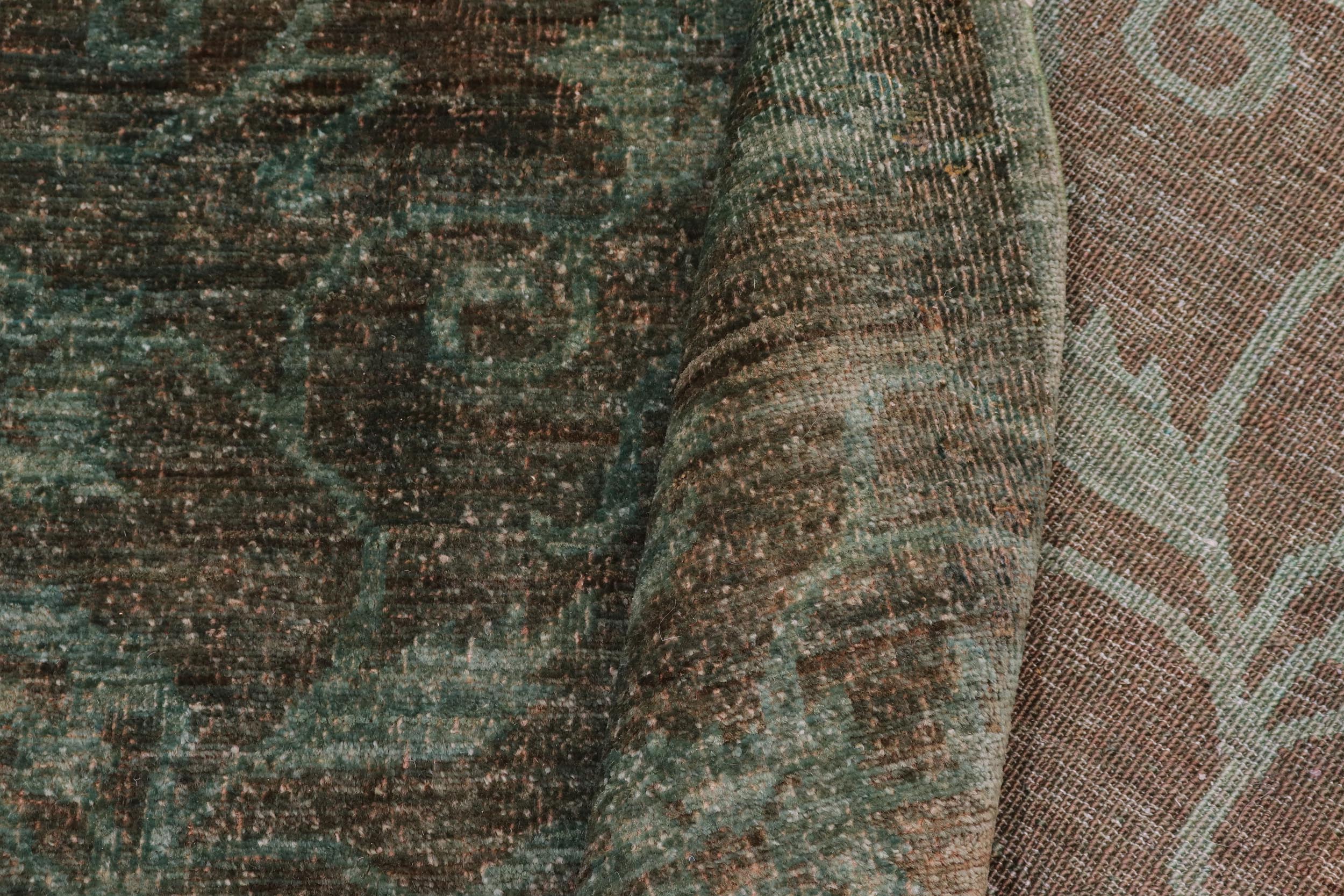 handmade Over Dyed Over Dyed Green Green Hand Knotted RECTANGLE 100% WOOL area rug 6' x 7'