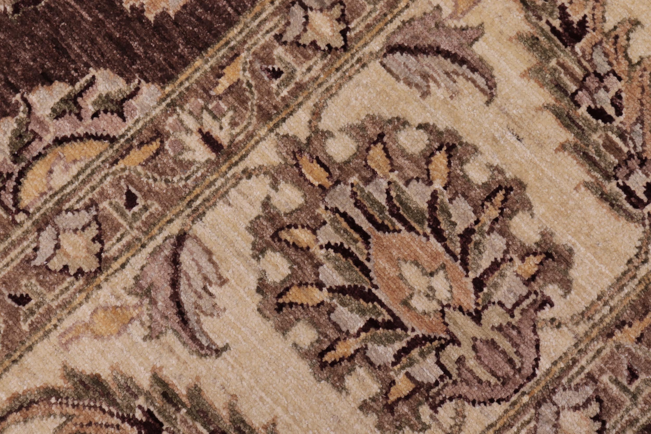 handmade Transitional Kafkaz Brown Beige Hand Knotted RECTANGLE 100% WOOL area rug 9' x 12'