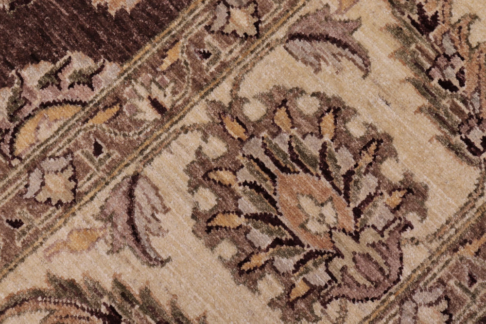 handmade Transitional Kafkaz Brown Beige Hand Knotted RECTANGLE 100% WOOL area rug 9' x 12'