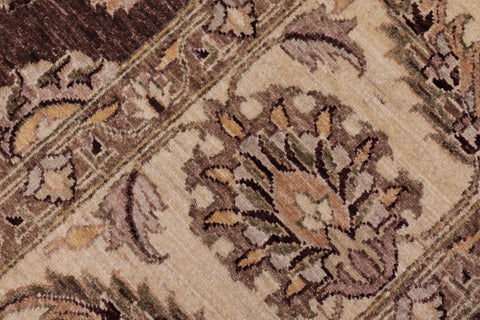 handmade Transitional Kafkaz Brown Beige Hand Knotted RECTANGLE 100% WOOL area rug 9' x 12'