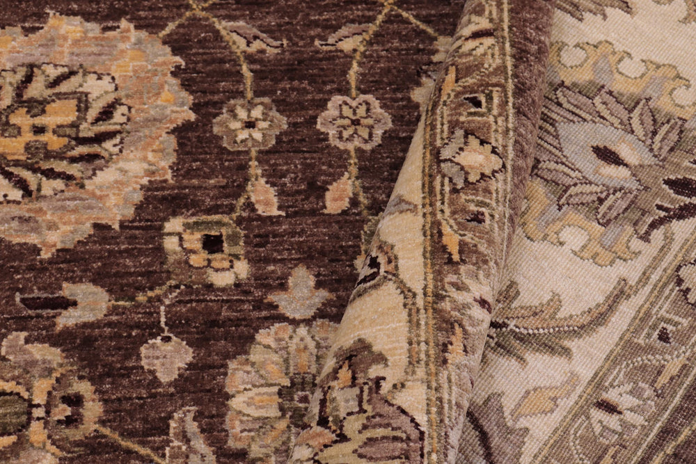 handmade Transitional Kafkaz Brown Beige Hand Knotted RECTANGLE 100% WOOL area rug 9' x 12'