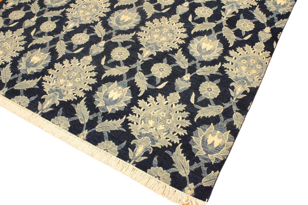 handmade Transitional Kafkaz Lt. Blue Blue Hand Knotted RECTANGLE WOOL&SILK area rug 10 x 14