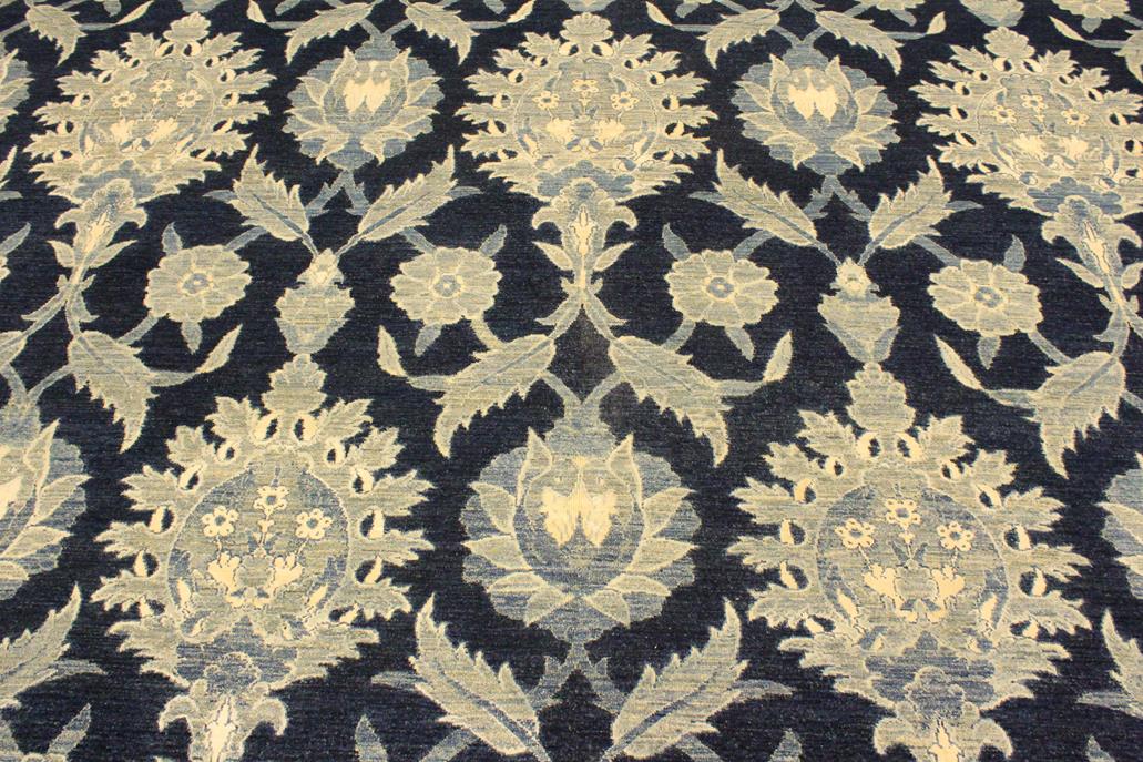 handmade Transitional Kafkaz Lt. Blue Blue Hand Knotted RECTANGLE WOOL&SILK area rug 10 x 14