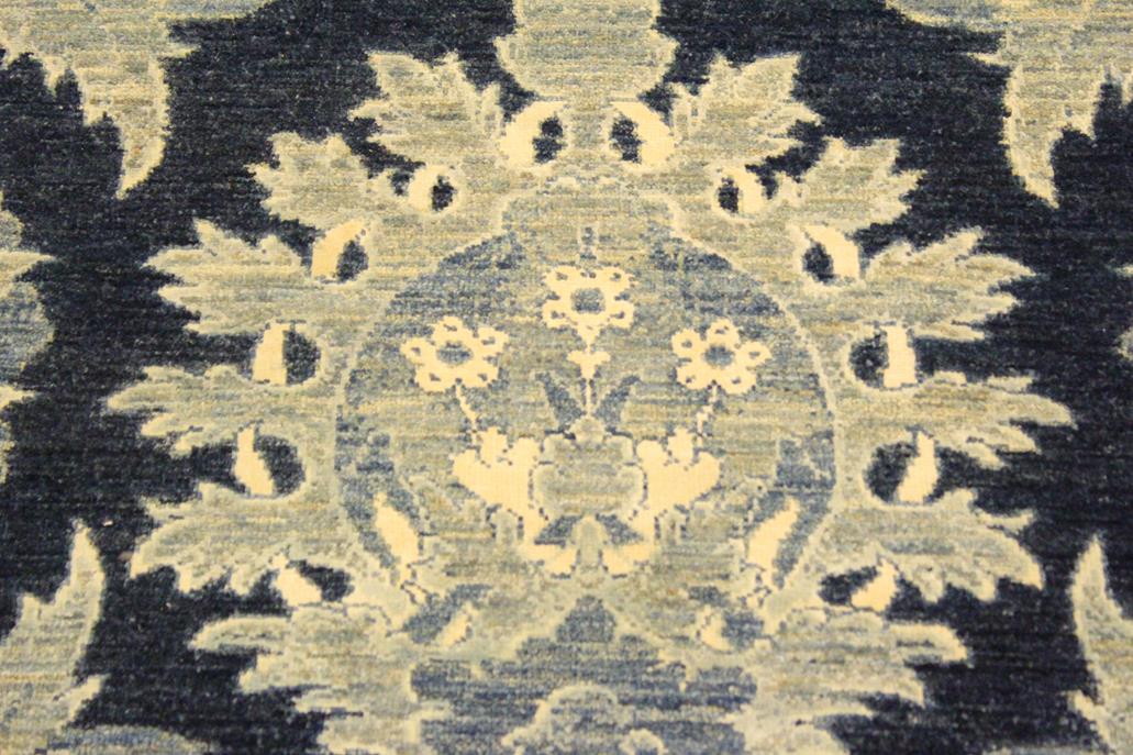 handmade Transitional Kafkaz Lt. Blue Blue Hand Knotted RECTANGLE WOOL&SILK area rug 10 x 14