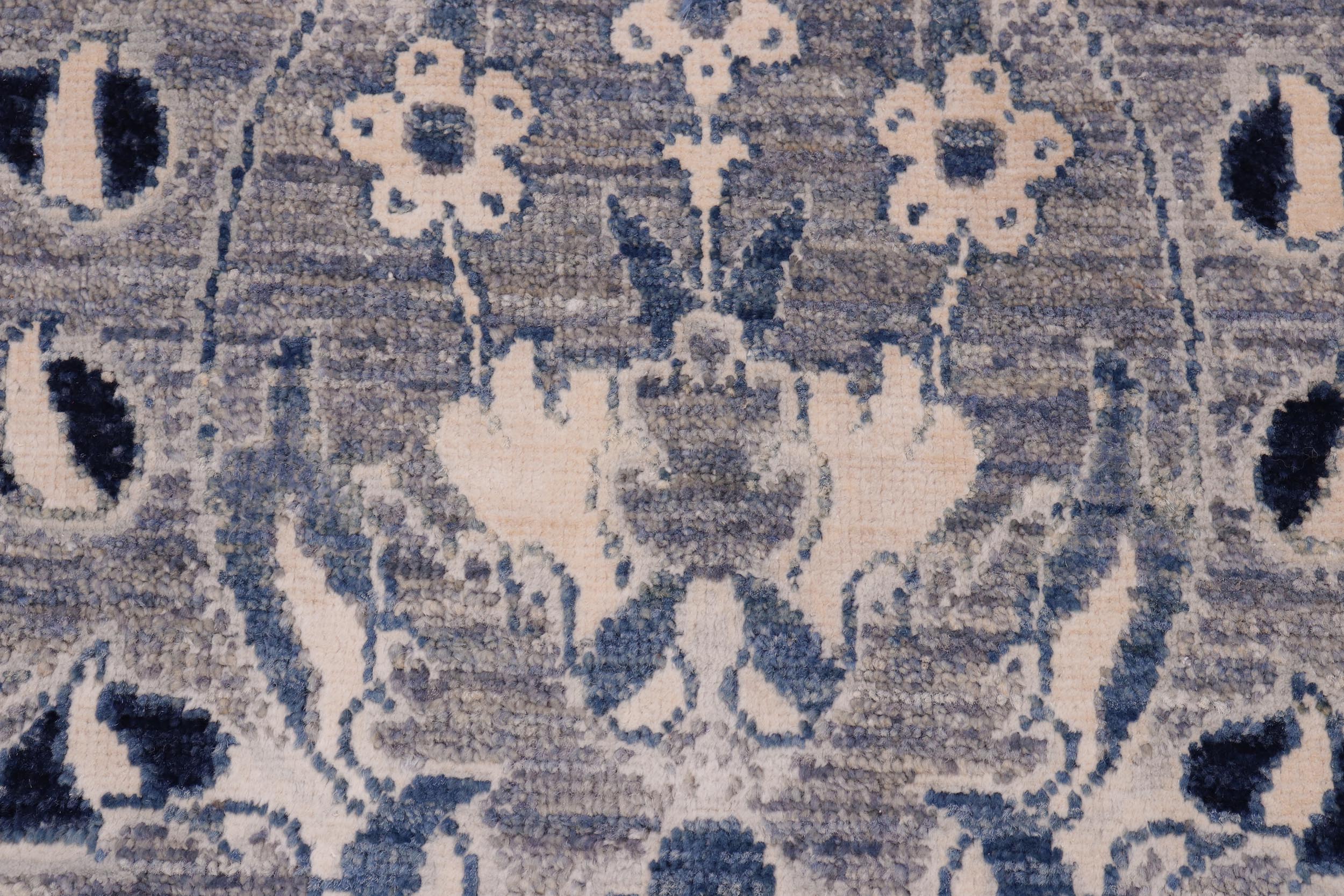 handmade Modern Kafkaz Lt. Blue Blue Hand Knotted RECTANGLE WOOL&SILK area rug 10' x 14'
